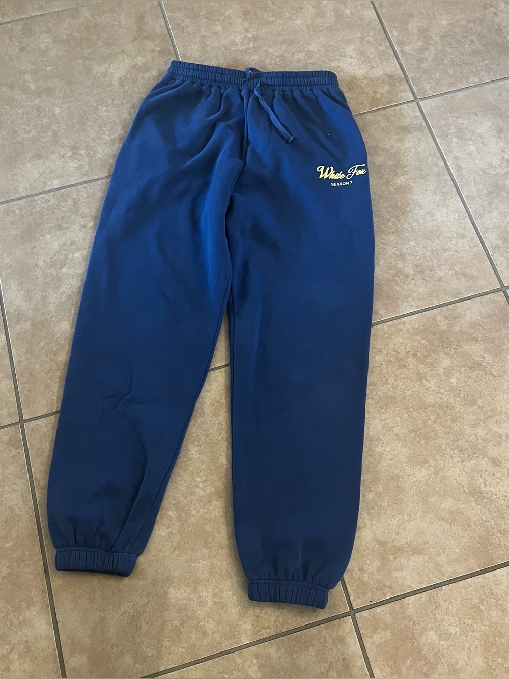 White Fox Season 7 Tracksuit Jogging Bottoms Blue Elastic Drawstring Medium
